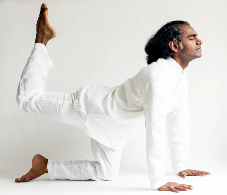 A Man in White Long Sleeves Doing Yoga