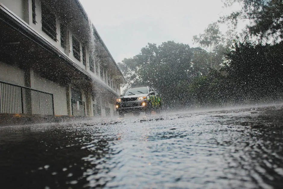 Car Driving in Rain