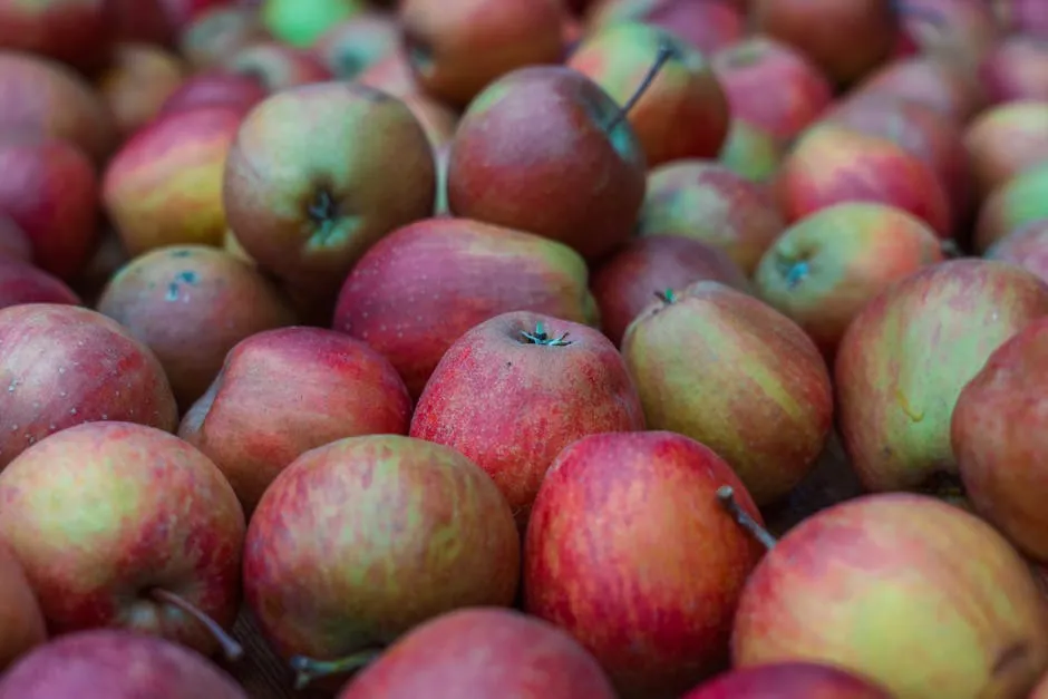Fresh Red Apples at Market Display