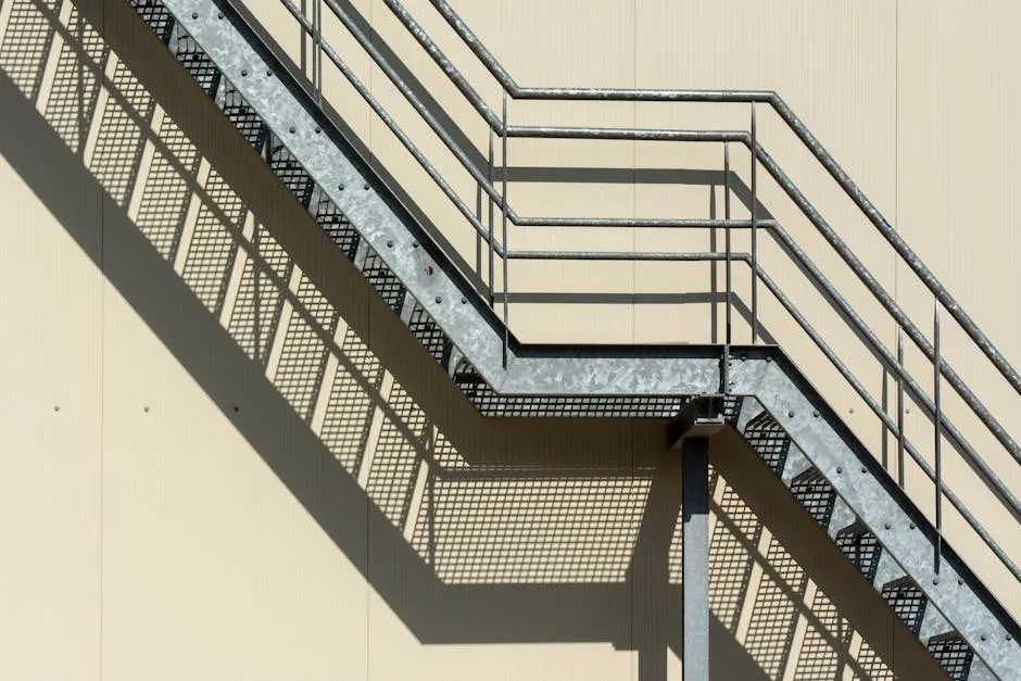 Industrial Metal Staircase with Shadows