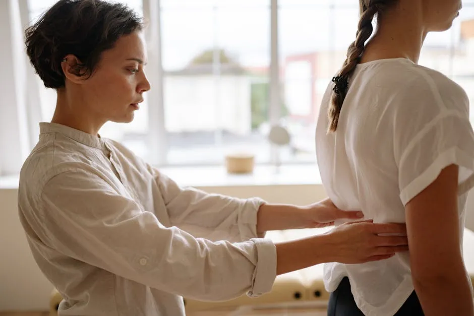 Physiotherapist Touching Womans Back 