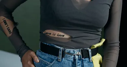 Horizontal video: Young woman with protest messages on body 6485292. Duration: 32 seconds. Resolution: 4096x2160