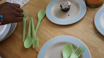 Horizontal video: Table setting for a birthday party 7331026. Duration: 12 seconds. Resolution: 1920x1080