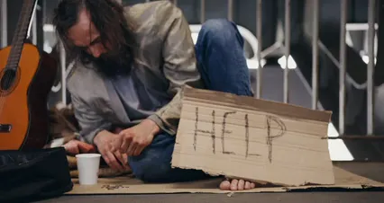Horizontal video: Homeless person counting coins 8077014. Duration: 22 seconds. Resolution: 4096x2160