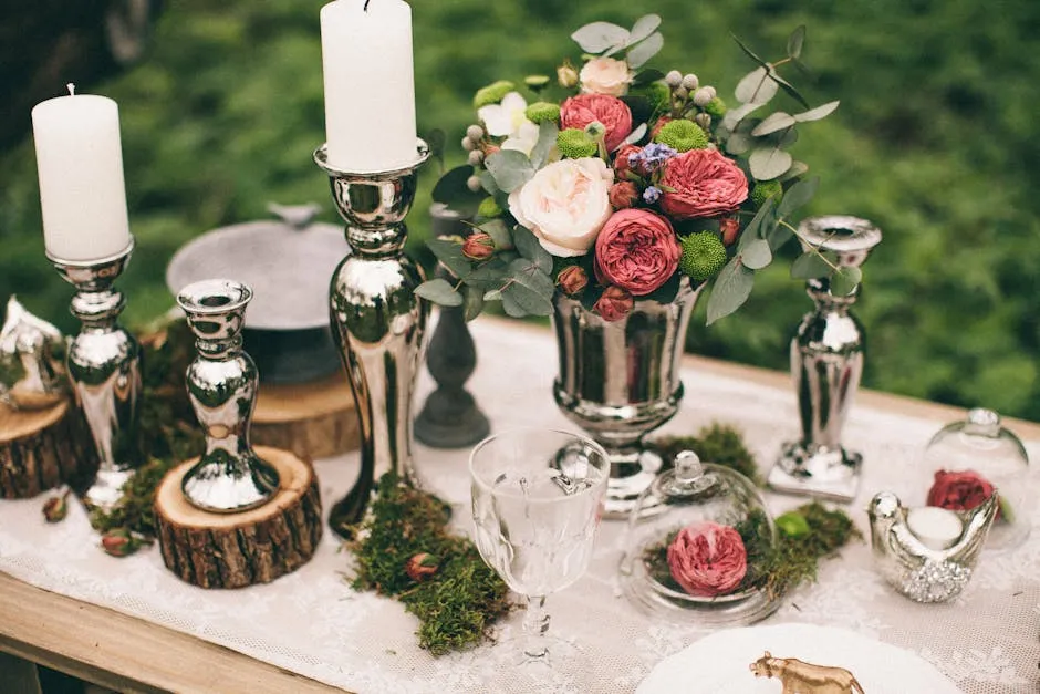 Silver Candle Holders On A Table