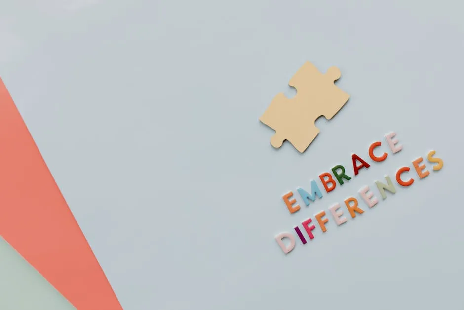 Embrace Differences Text by Puzzle on Paper