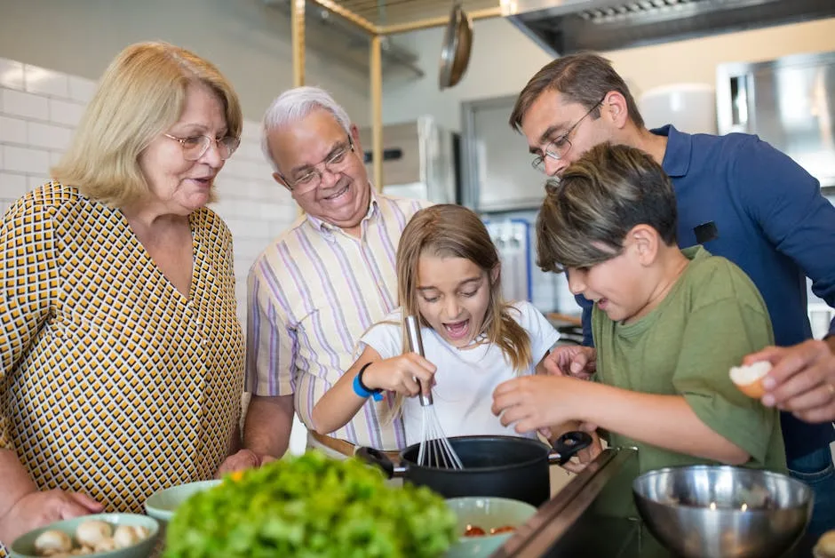 Father Cooking in the Kitchen with His Children