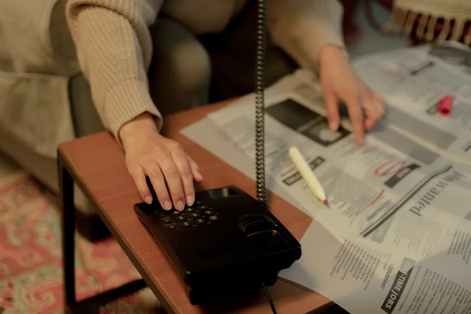 Woman calling on phone while searching for work