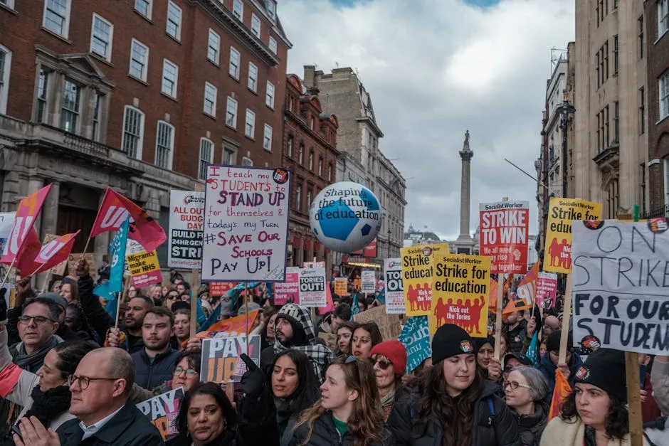 Crowd of Protesters on Street