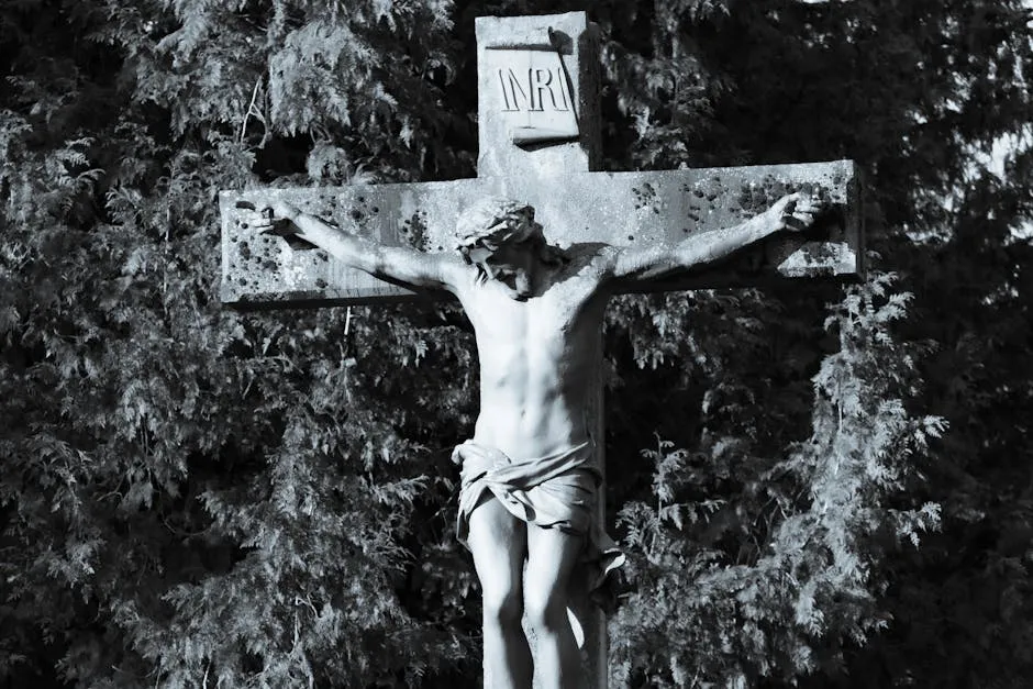 Jesus Christ on Cross in Black and White