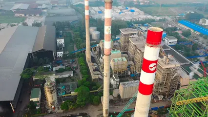 Horizontal video: Aerial shot of industrial factory 5115941. Duration: 21 seconds. Resolution: 3840x2160
