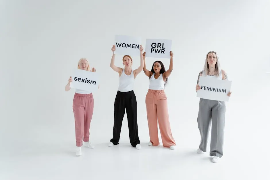 Women in White Tank Top and Pants Holding White Cardboard with Text