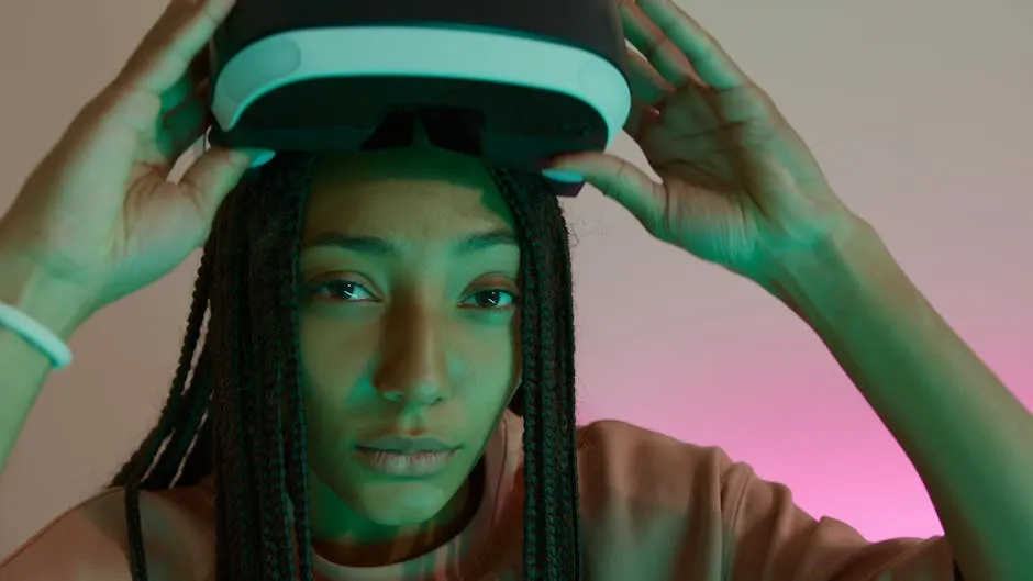 Close-Up Shot of a Woman Wearing VR Glasses
