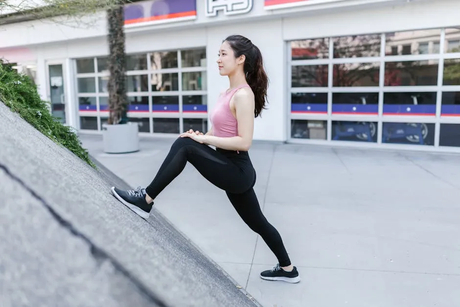 Woman Stretching Her Leg on a Ramp