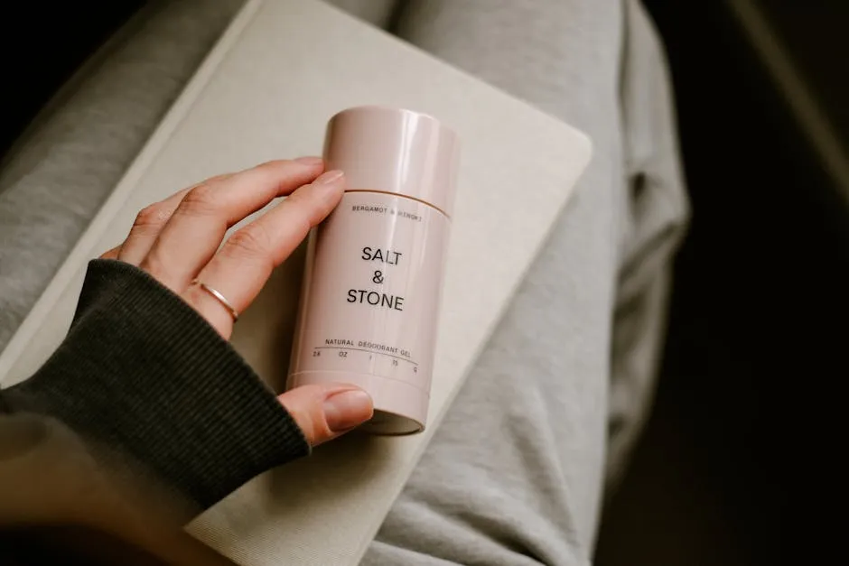 A person holding a can of deodorant
