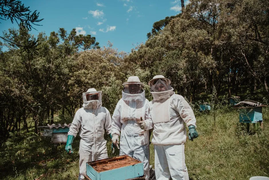 Three People in White Suit