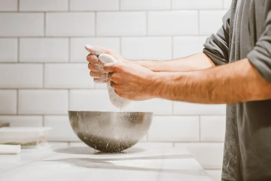 A Person Kneading the Dough