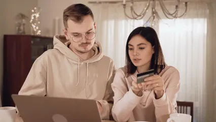 Horizontal video: Couple buying online 6406174. Duration: 27 seconds. Resolution: 1920x1080