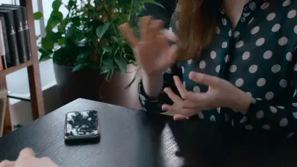 Horizontal video: People communicating in sign language 7557405. Duration: 8 seconds. Resolution: 3840x2160