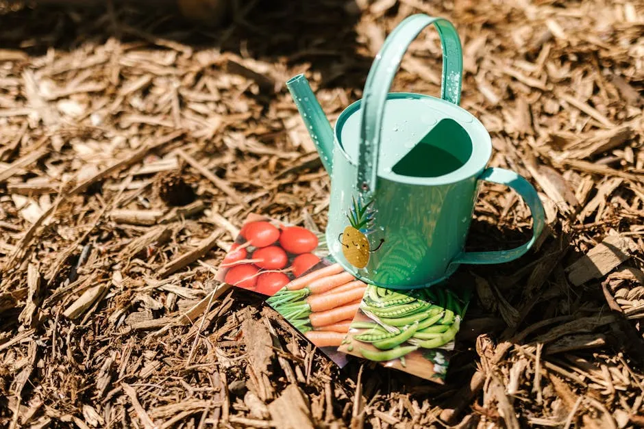 Watering Can Beside Packs of Seeds
