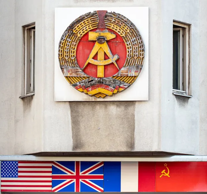 National Emblem of East Germany at Checkpoint Charlie in Berlin, Germany