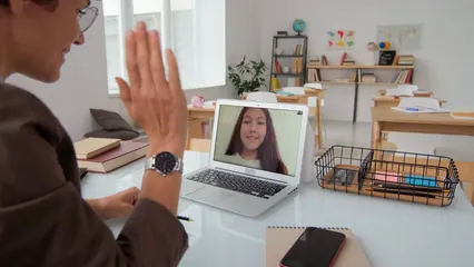 Horizontal video: A teacher meeting her students via video calling 5200349. Duration: 28 seconds. Resolution: 3840x2160