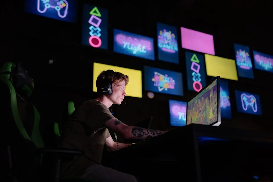 A Man Playing a Video Game in a Computer