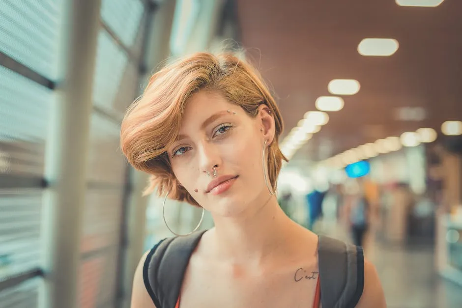 Woman with Short Hair and Piercings