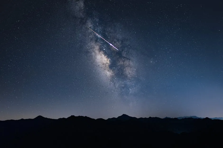 View of the Milky Way and a Shooting Star 