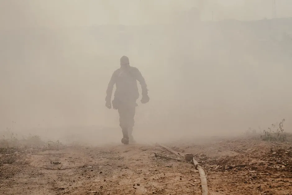 A Solider Walking Out of the Smoke