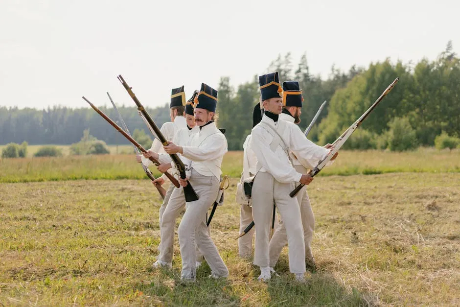 Group of Men During Historical Reenactment