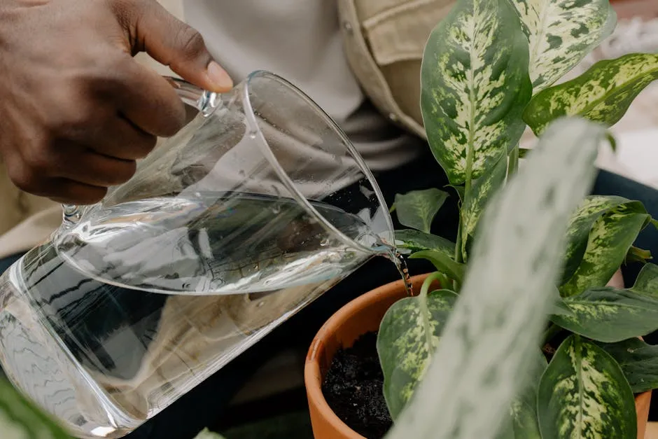 A Person Watering the Plants