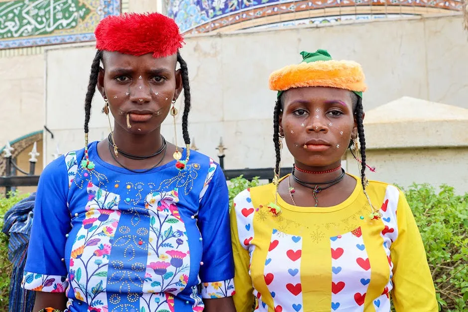 Women with Piercings in Traditional Clothing