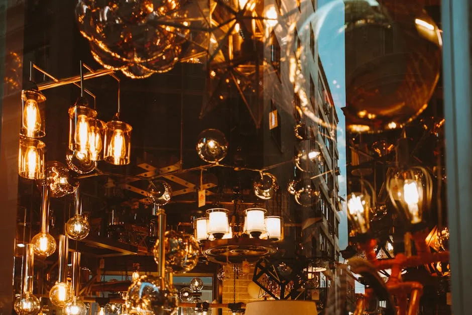 Illuminated Lamps Hanging From the Ceiling