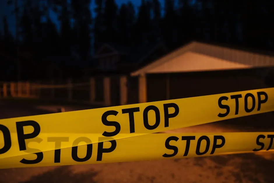 Yellow Stop Tapes Surrounding the Restricted Zone