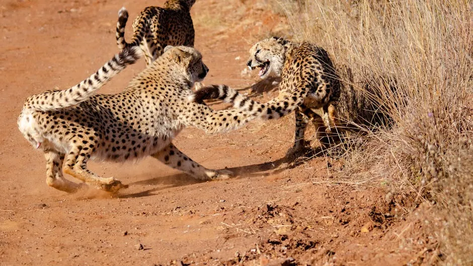 Cheetah Walking on Brown Sand