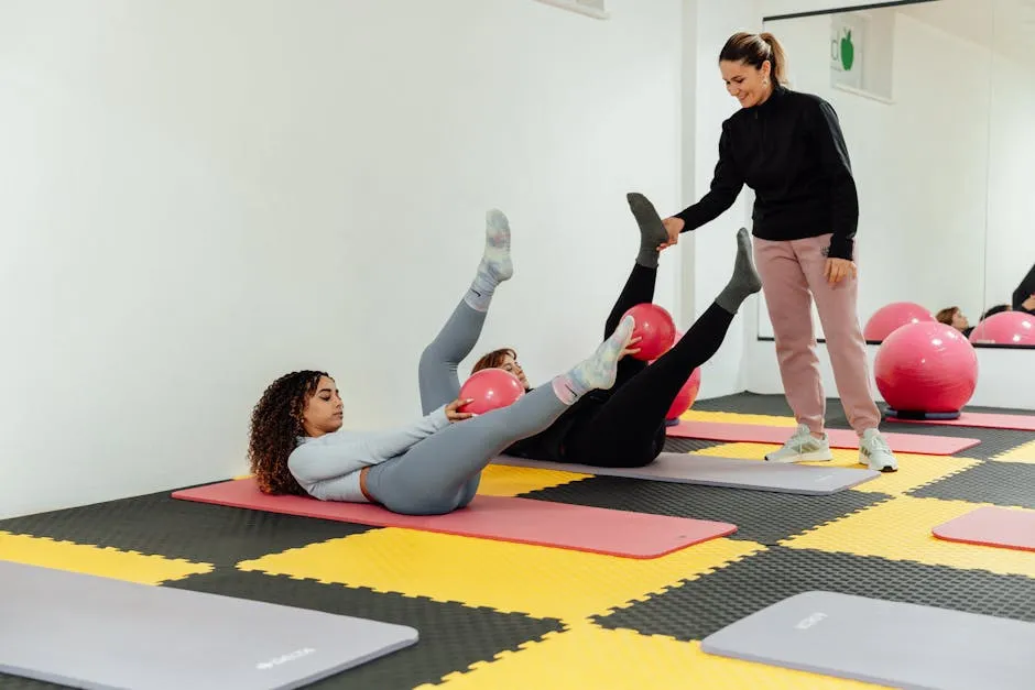 Women Stretching on Yoga Mats at Gym