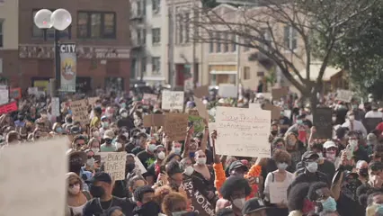 Horizontal video: A crowd of people holding a protest rally 5286281. Duration: 6 seconds. Resolution: 1920x1080