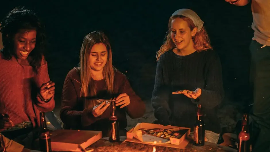 Three Women Eating Pizza