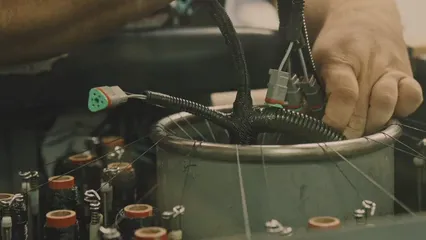 Horizontal video: Wiring harness being placed 6079429. Duration: 18 seconds. Resolution: 3840x2160