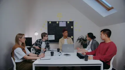 Horizontal video: Office team celebrating 6914903. Duration: 21 seconds. Resolution: 3840x2160