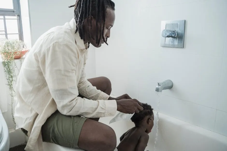 Father Bathing a Baby