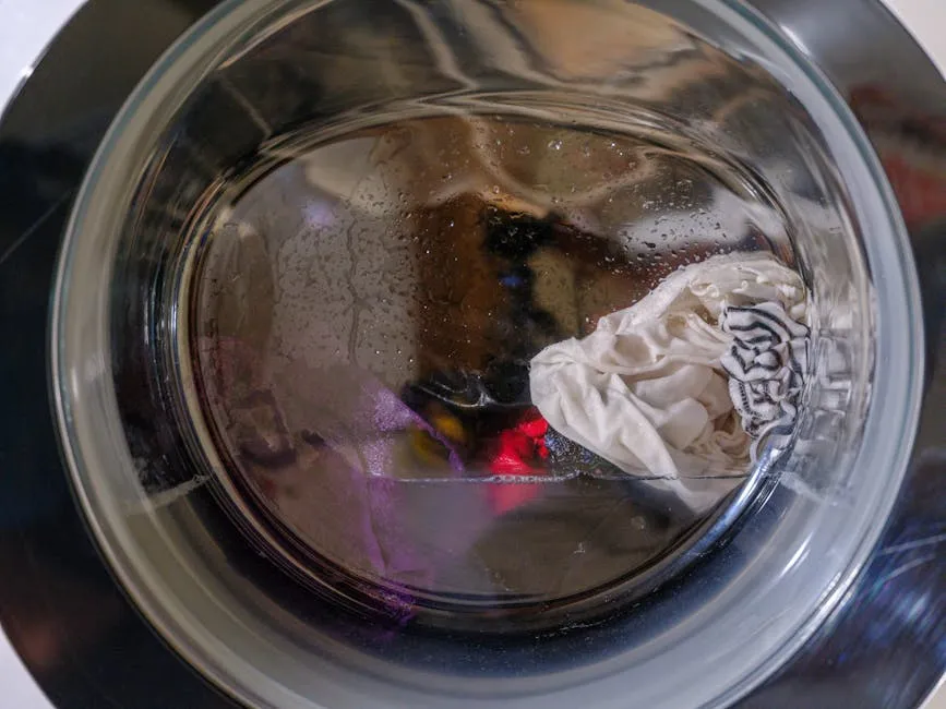 The washing machine washes dirty colored clothes