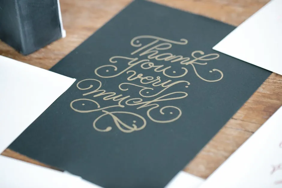 Thank You Greeting Card on Wooden Table